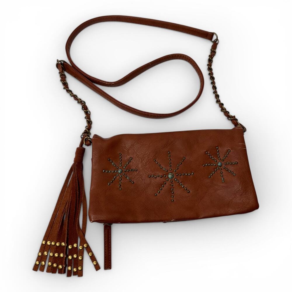 Shyanne Bohemian Western Style Crossbody Bag Leather Grommet Design Tassel